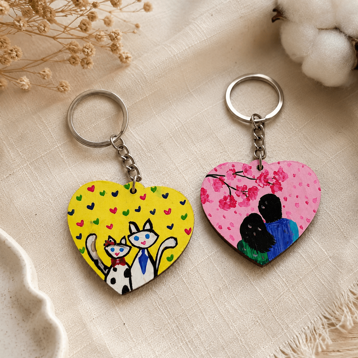 Hand Painted Keychain Personalized Keyring Gift For Her Custom Keychain Birthday Gift Handmade Accessory Gift For Friend
