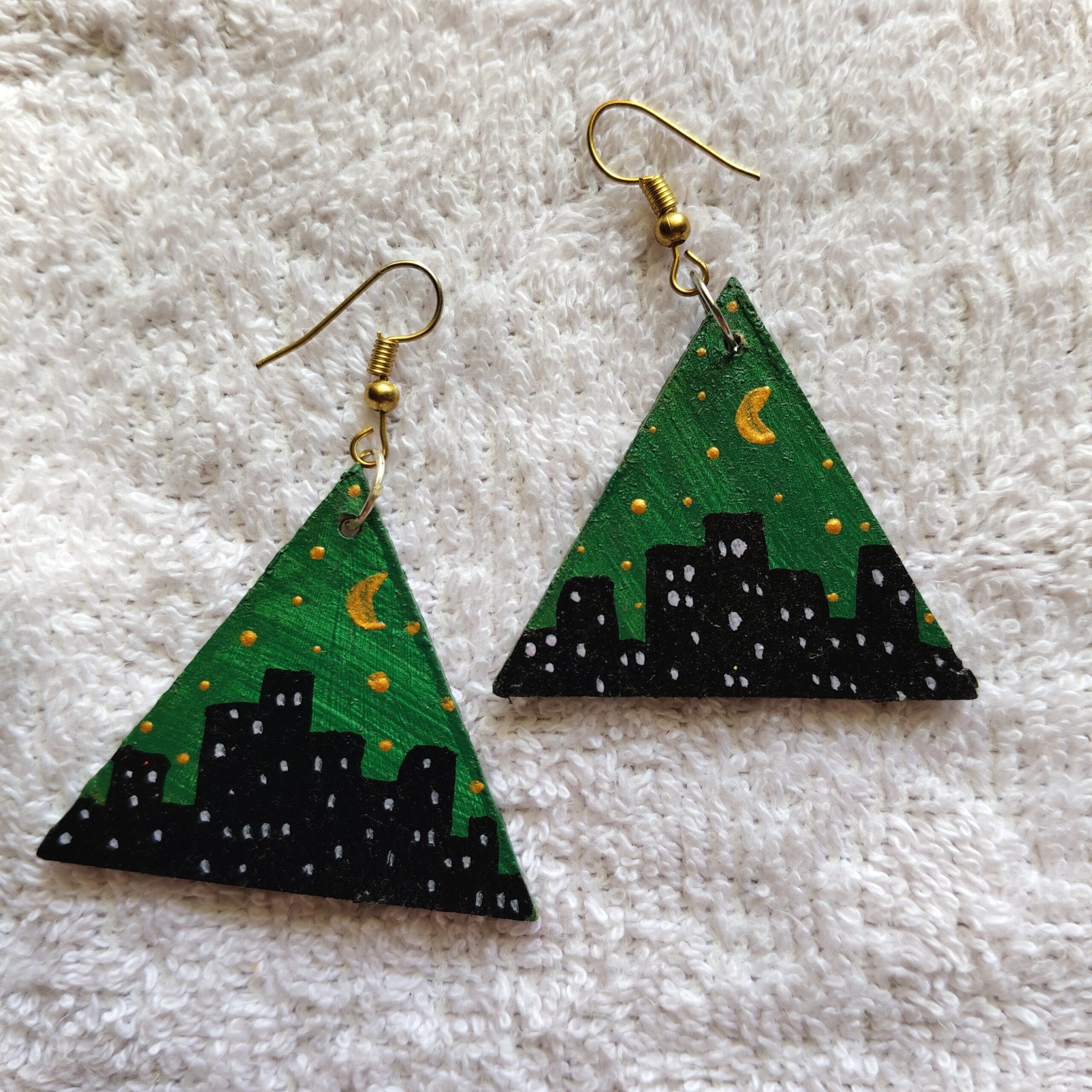 Wearable Art Earrings Hand Painted Jewelry Statement Earring Gift For Her Boho Handmade Artistic Jewelry Women - Image 5