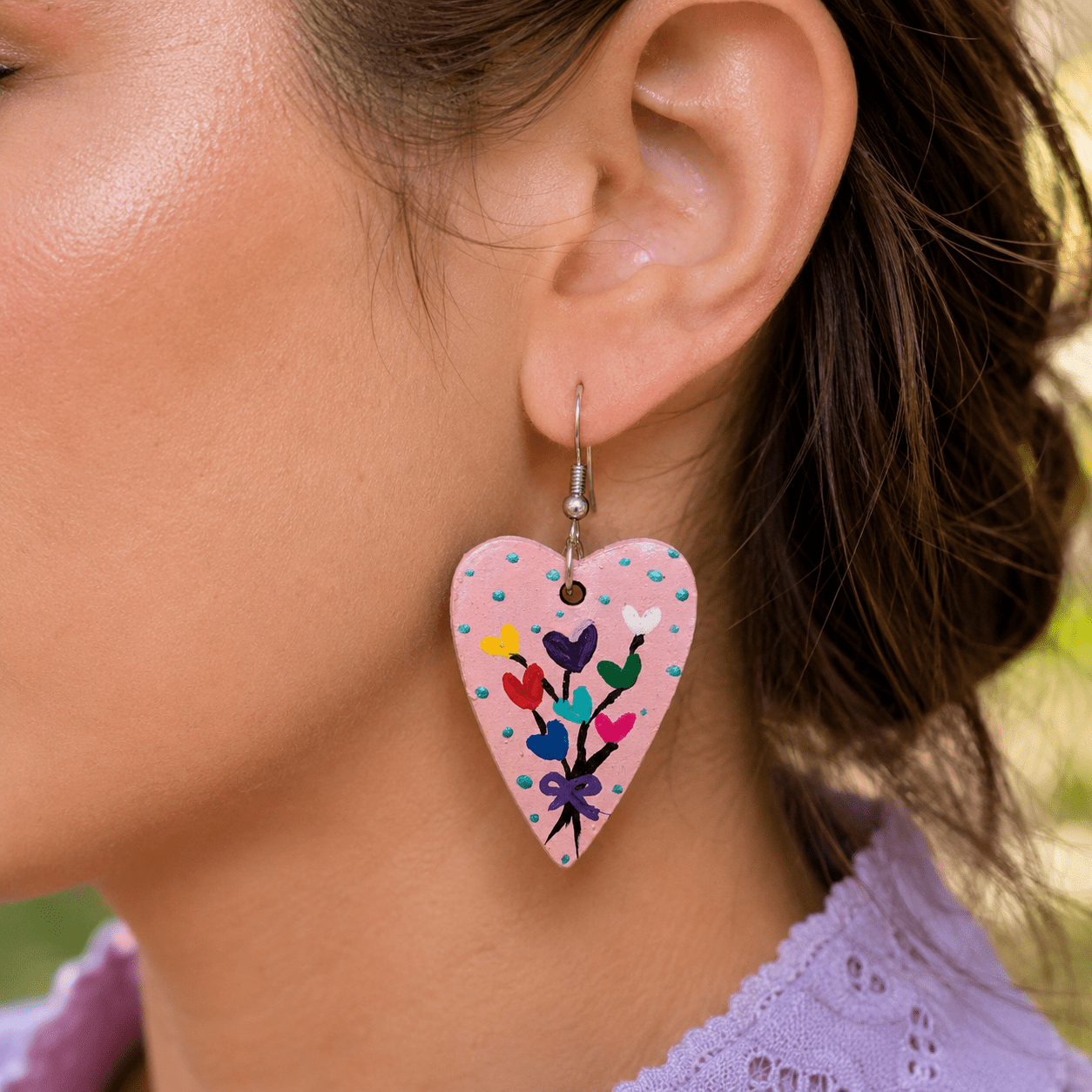 Wearable Art Earrings Hand Painted Jewelry Statement Earring Gift For Her Boho Handmade Artistic Jewelry Women - Image 10