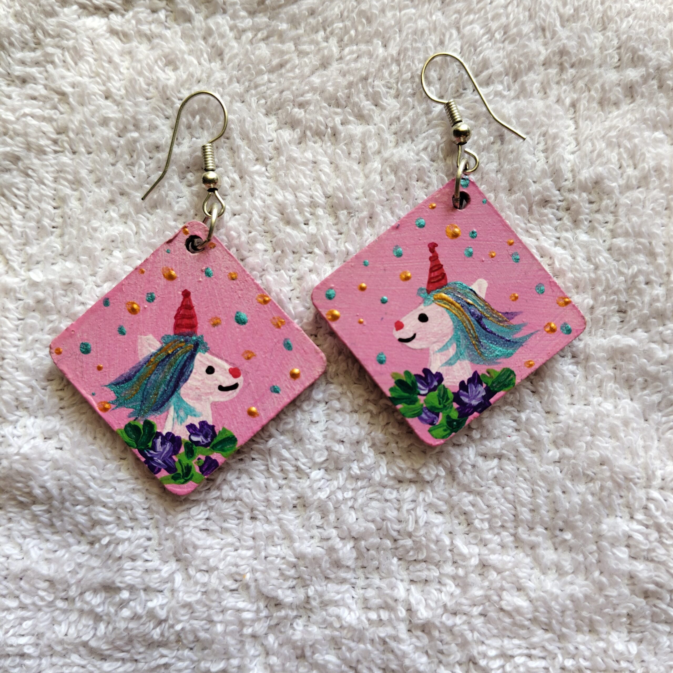 Wearable Art Earrings Hand Painted Jewelry Statement Earring Gift For Her Boho Handmade Artistic Jewelry Women - Image 7