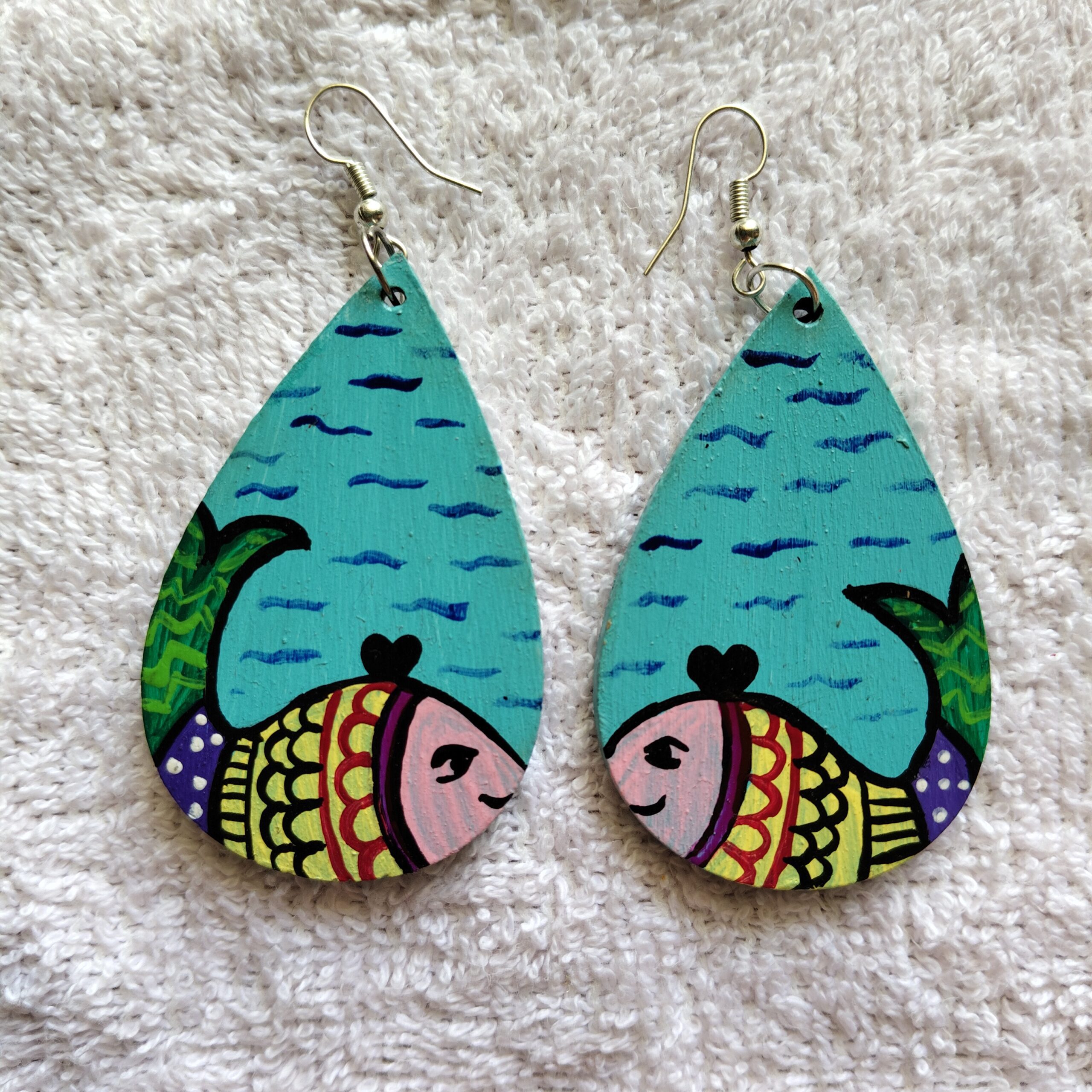 Wearable Art Earrings Hand Painted Jewelry Statement Earring Gift For Her Boho Handmade Artistic Jewelry Women - Image 3
