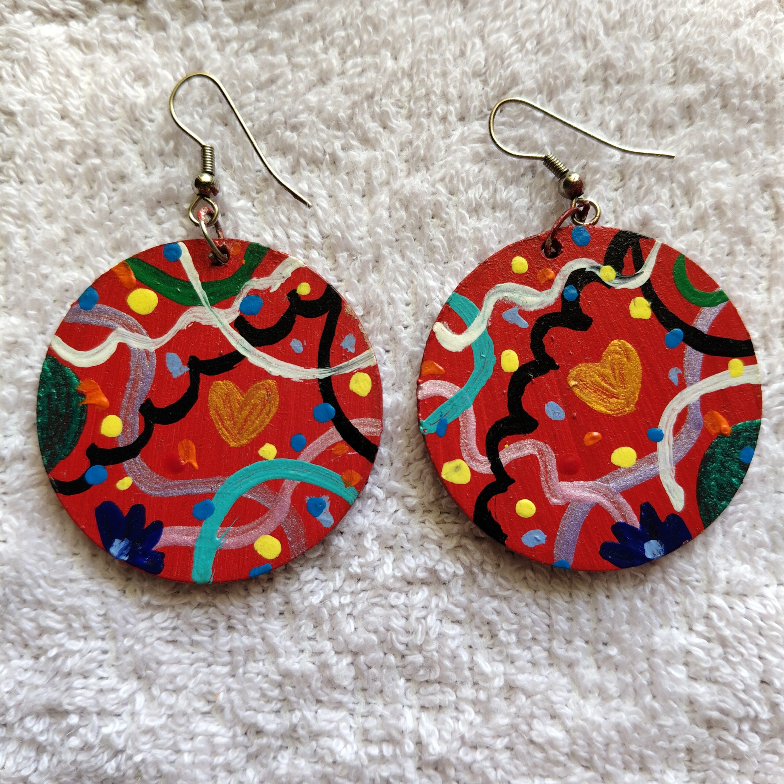 Wearable Art Earrings Hand Painted Jewelry Statement Earring Gift For Her Boho Handmade Artistic Jewelry Women - Image 13