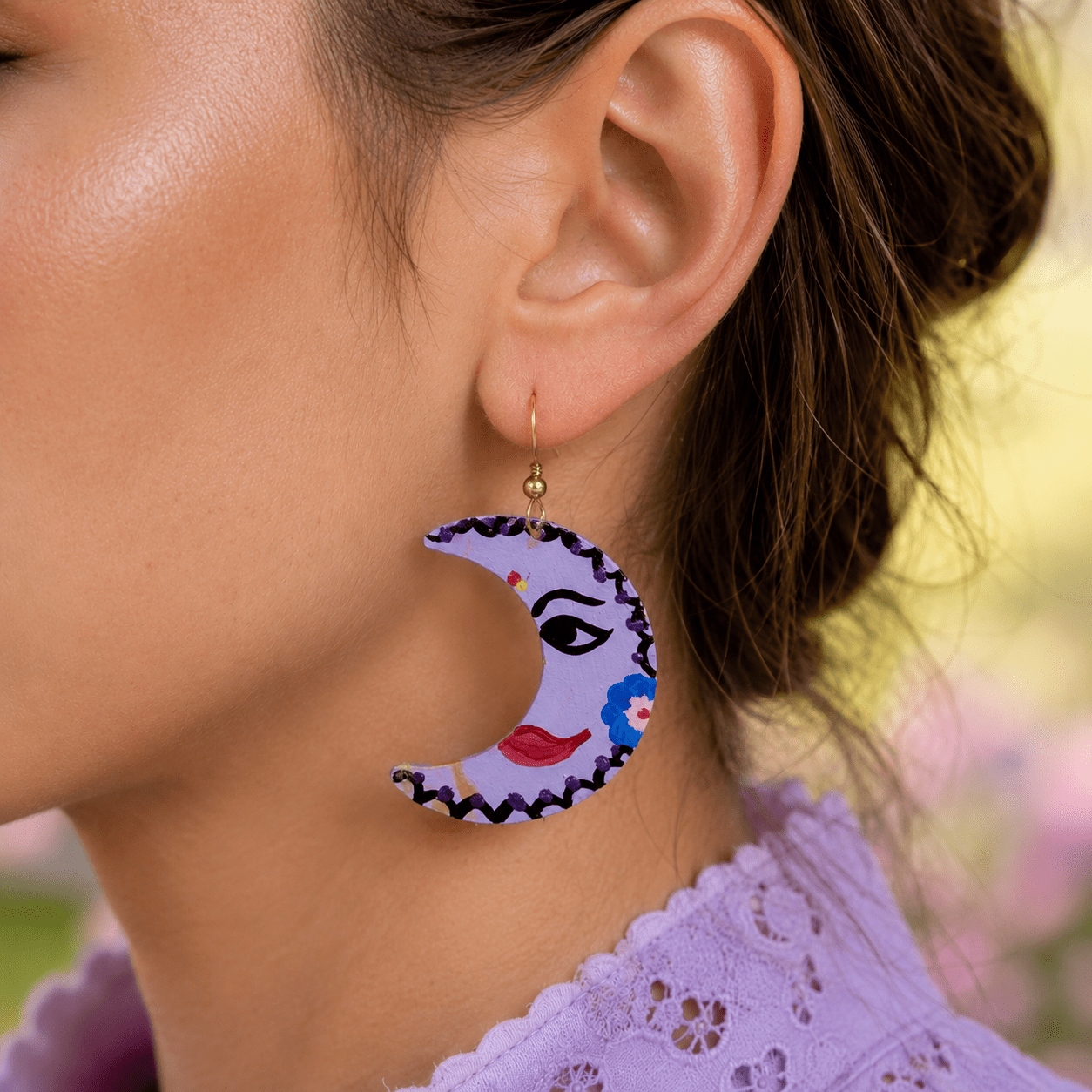 Wearable Art Earrings Hand Painted Jewelry Statement Earring Gift For Her Boho Handmade Artistic Jewelry Women - Image 12