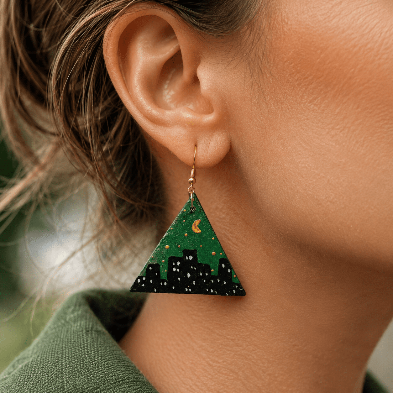 Wearable Art Earrings Hand Painted Jewelry Statement Earring Gift For Her Boho Handmade Artistic Jewelry Women - Image 6