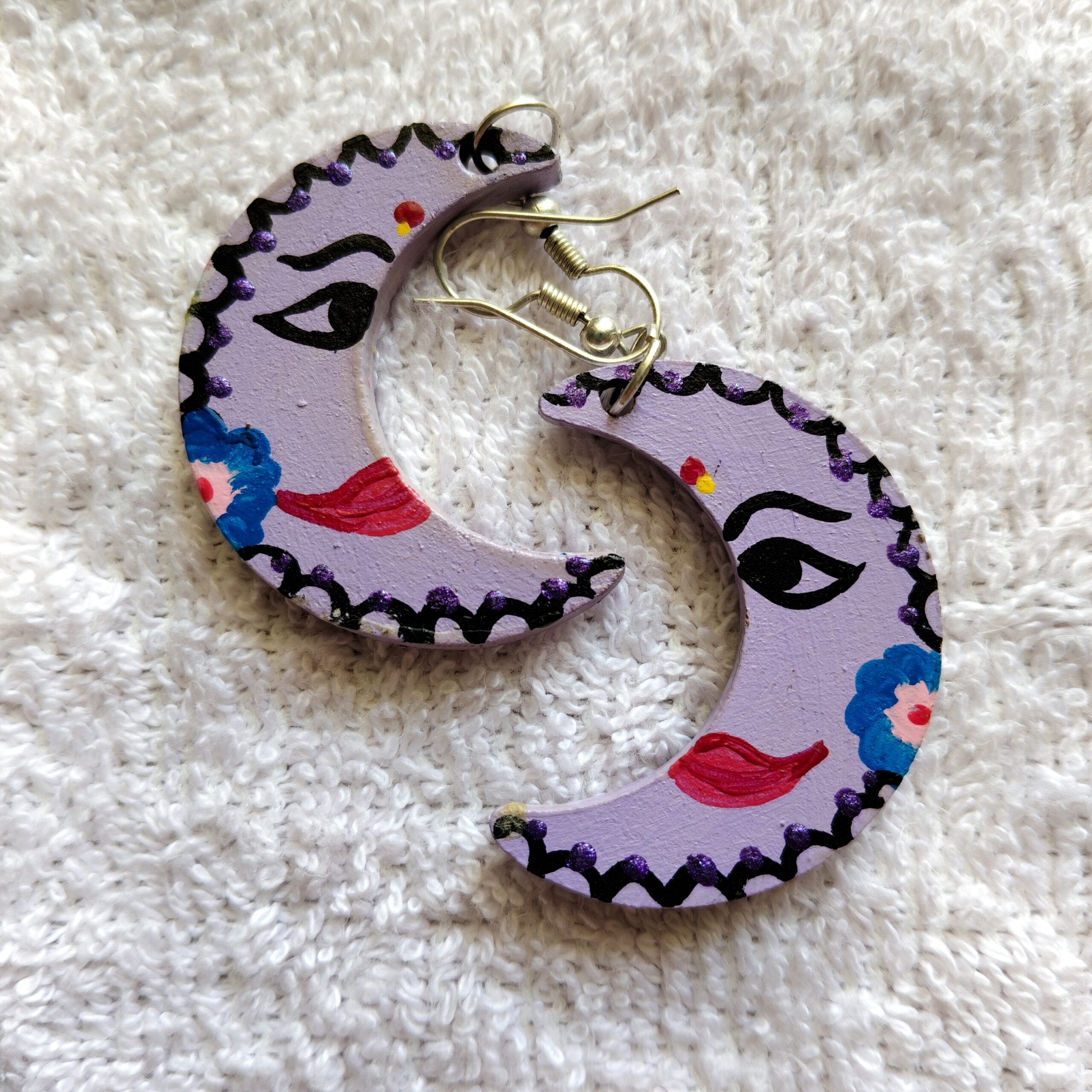 Wearable Art Earrings Hand Painted Jewelry Statement Earring Gift For Her Boho Handmade Artistic Jewelry Women - Image 11