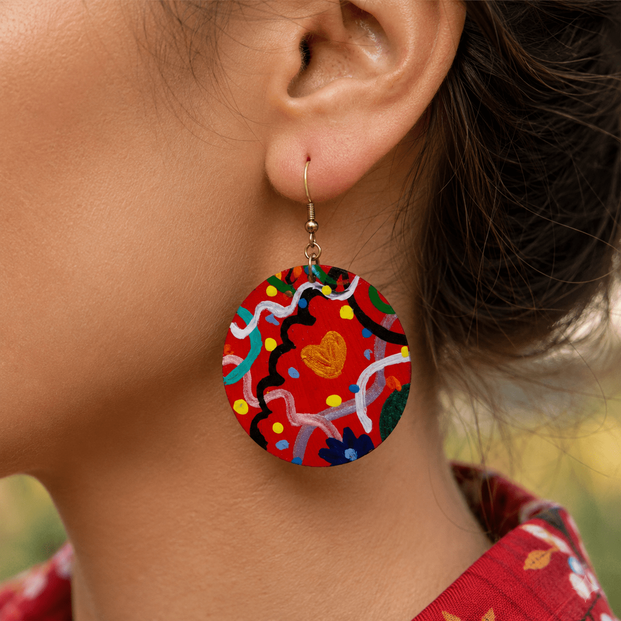 Wearable Art Earrings Hand Painted Jewelry Statement Earring Gift For Her Boho Handmade Artistic Jewelry Women - Image 14