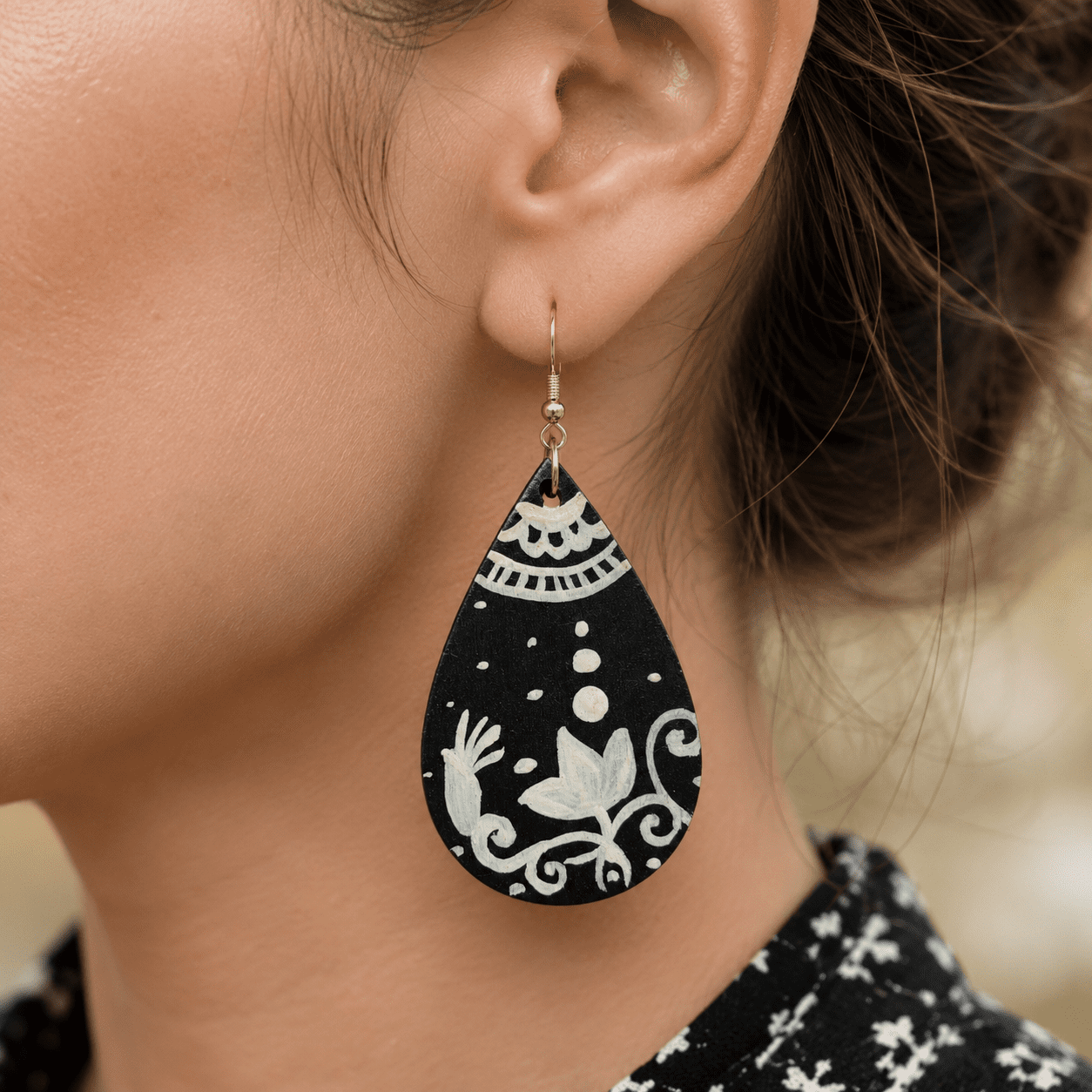 Wearable Art Earrings Hand Painted Jewelry Statement Earring Gift For Her Boho Handmade Artistic Jewelry Women - Image 16