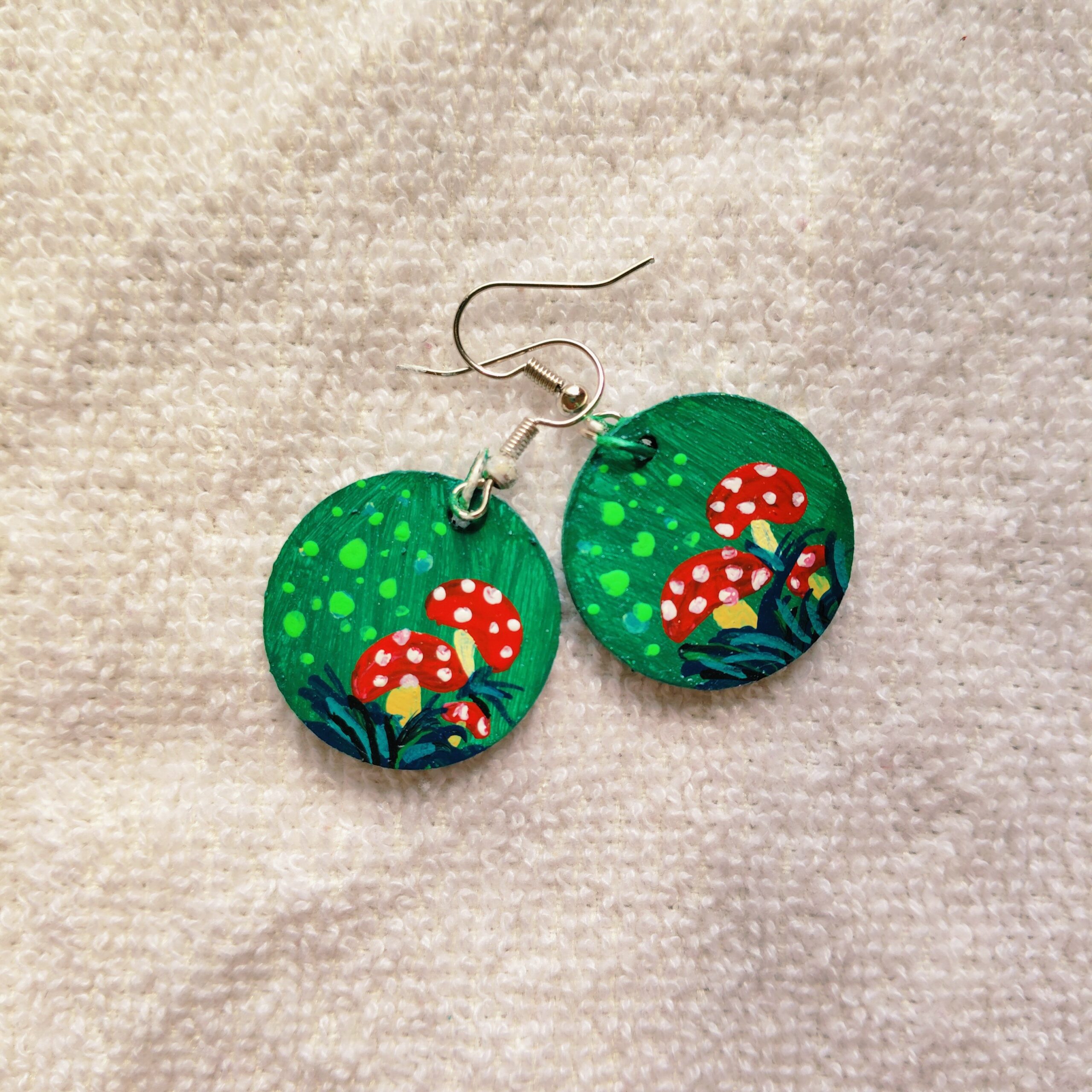 Hand Painted Wooden Earring Cottagecore Jewelry Boho Statement Earring Wearable Art Gift for Her - Image 14