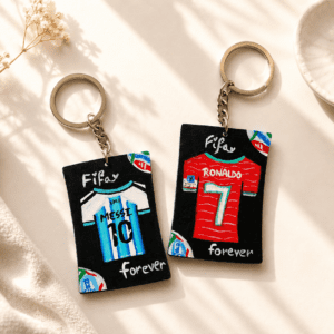 Personalized Messi Ronaldo Keychain Hand Painted Football Jersey Keychain Custom Soccer Gift Sports Fan Gift Handmade Keyring