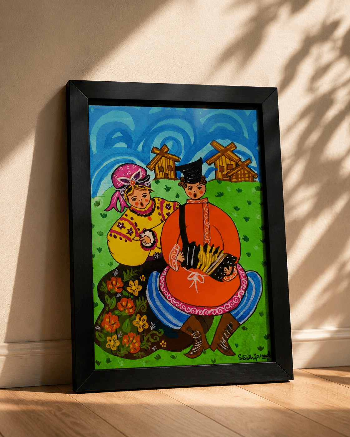 Russian Folk Art Print Painting Home Decor Cultural Wall Hanging Rustic Cottage Decor Unique Housewarming Gift
