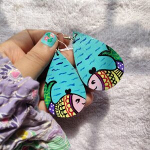 Wearable Art Earrings Hand Painted Jewelry Statement Earring Gift For Her Boho Handmade Artistic Jewelry Women