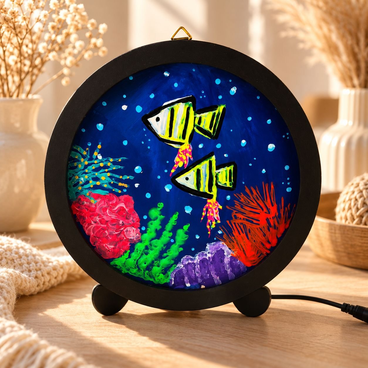 Coral Night Lamp, Underwater Ocean Decor, Hand Painted Fish Lamp, Coastal Home Decor - Image 2
