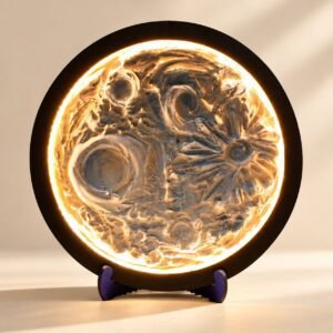 Moon Lamp, Hand Painted Moon Night Light, Celestial Home Decor, Lunar Gift, Bedroom Light