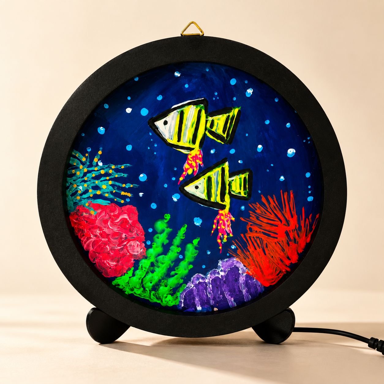 Coral Night Lamp, Underwater Ocean Decor, Hand Painted Fish Lamp, Coastal Home Decor